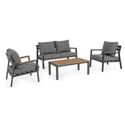BZ. Комплект мебели ERNST CHARCOAL SJ61 SOFA SET4 W-CUSH (столик, 2  кресла, 1 шт. скамейка) 2 кор