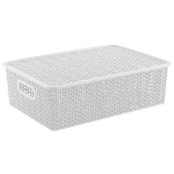 VIT. Корзинка "Вязь" 7,5л 350х 245х105мм с крышкой (белый)