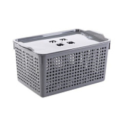 VIT. Корзинка "Лофт" 5,3л 295х185х145мм с крышкой (серый)