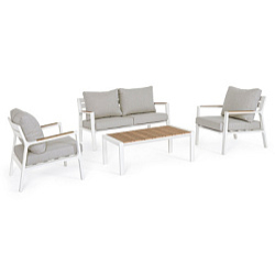 BZ. Комплект мебели ERNST WHITE SJ60 SOFA SET4 W-CUSH (столик, 2 шт. кресла, 1 шт. скамейка) 2 кор